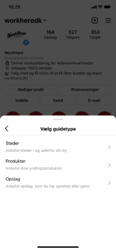 Opret din første Instagram Guide