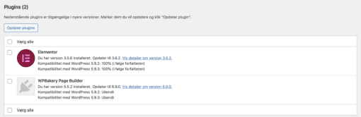Hjemmesidesikkerhed wordpress - opdatering af plugins