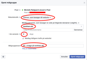 Opret målgrupper baseret på Facebook pixel